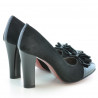 Women stylish, elegant shoes 1226 patent black+black antilopa