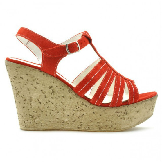 Women sandals 598 red coral velour