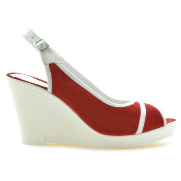Women sandals 5000 red velour+white