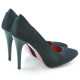 Women stylish, elegant shoes 1230 black antilopa satinat