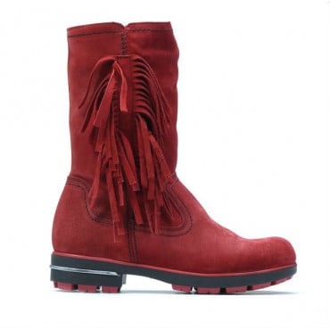 Children knee boots 3208 red velour