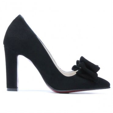 Women stylish, elegant shoes 1252 black antilopa