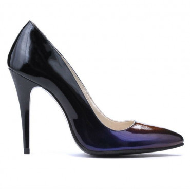 Pantofi eleganti 1241 patent black+purple (cameleon)