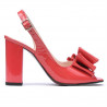 Women sandals 1256 patent red coral