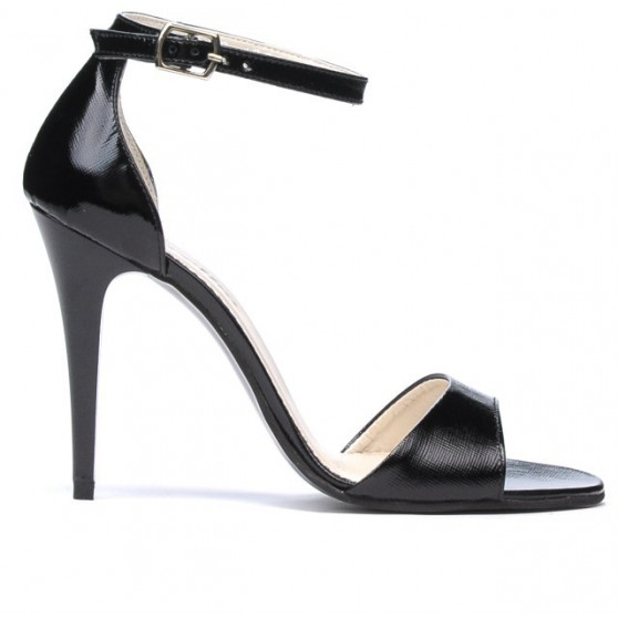 Women sandals 1238 patent black satinat
