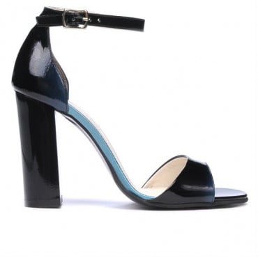 Women sandals 1259 patent bleu+black