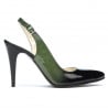 Women sandals 1249 patent green+black