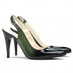 Women sandals 1249 patent green+black
