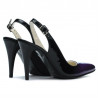 Women sandals 1249 patent purple+black