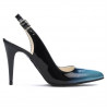 Women sandals 1249 patent bleu+black