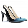 Women sandals 1249 patent bleu+black