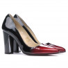 Women stylish, elegant shoes 1261 patent bordo+black