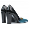 Women stylish, elegant shoes 1261 patent bleu+black