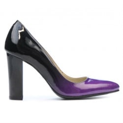 Women stylish, elegant shoes 1261 patent purple+black