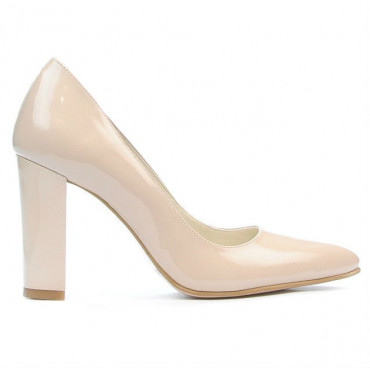 Women stylish, elegant shoes 1261 patent beige pearl