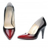 Women stylish, elegant shoes 1246 patent bordo+black