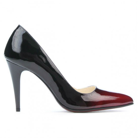 Women stylish, elegant shoes 1246 patent bordo+black