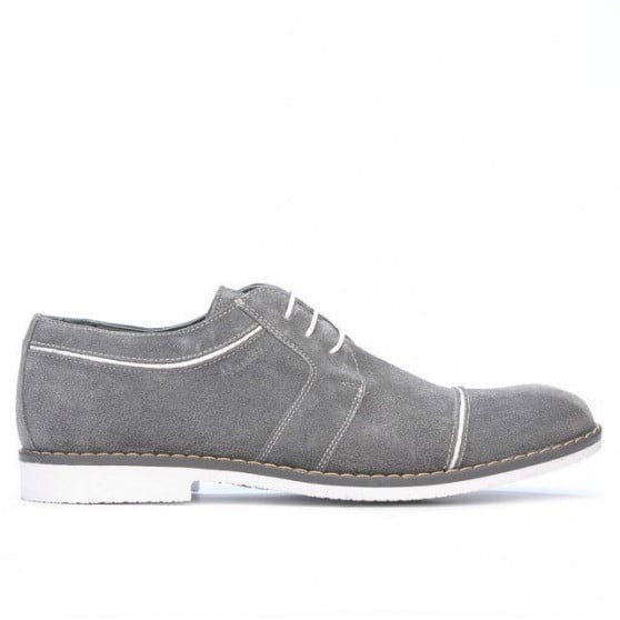 Men stylish, elegant, casual shoes 749 gray velour+white