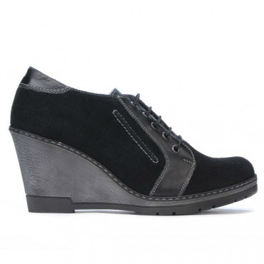 Pantofi casual dama 625 negru velur combinat