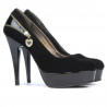 Pantofi eleganti dama 1201 negru antilopa+lac negru
