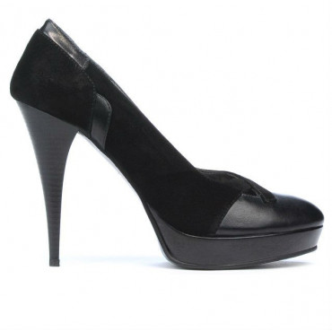 Women stylish, elegant shoes 1092 black antilopa combined