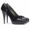 Pantofi eleganti dama 1092 negru antilopa combinat
