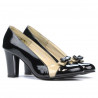 Women stylish, elegant shoes 1227 patent black+beige