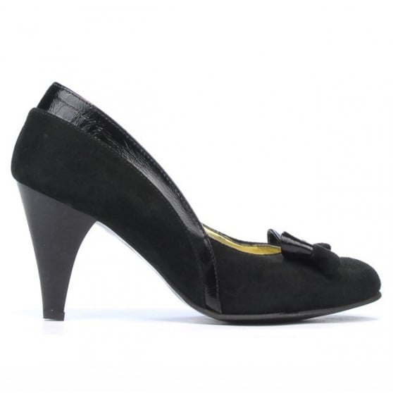 Women stylish, elegant shoes 1065 black antilopa+patent black