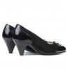 Women stylish, elegant shoes 1064 patent black+black antilopa
