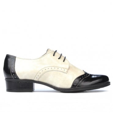 Women casual shoes 691 patent black+beige