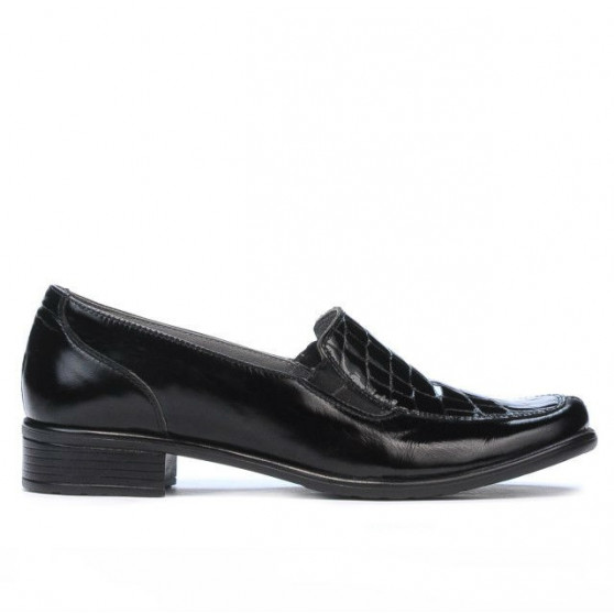 Pantofi casual dama 649 croco lac negru