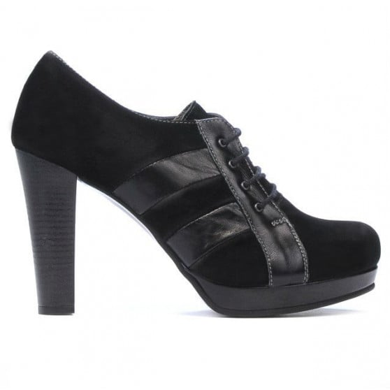 Pantofi eleganti dama 1211 negru antilopa combinat