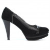 Pantofi eleganti dama 1094 negru antilopa combinat