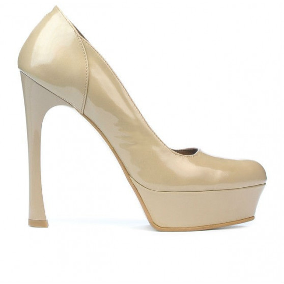 Women stylish, elegant shoes 1212 patent beige