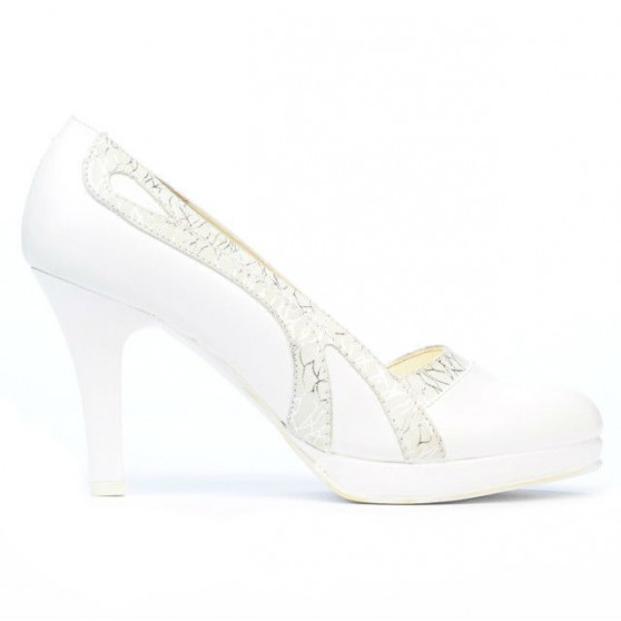 Pantofi eleganti dama 1208pl alb combinat
