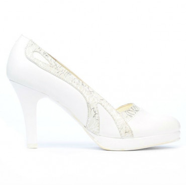 Pantofi eleganti dama 1208pl alb combinat