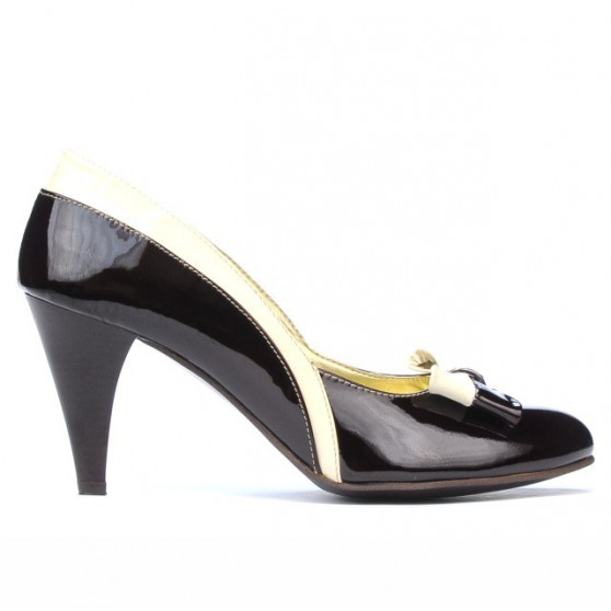 Women stylish, elegant shoes 1065 patent bordo+beige