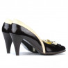 Women stylish, elegant shoes 1065 patent bordo+beige