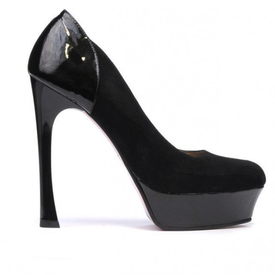Women stylish, elegant shoes 1212 black antilopa combined