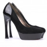 Pantofi eleganti dama 1212 negru antilopa combinat