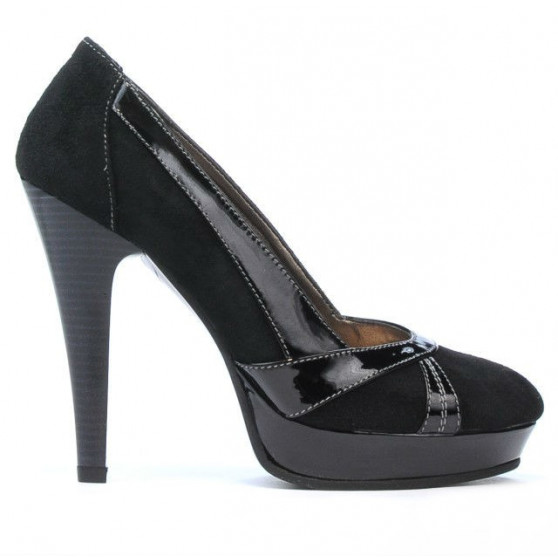 Pantofi eleganti dama 1206 negru antilopa combinat
