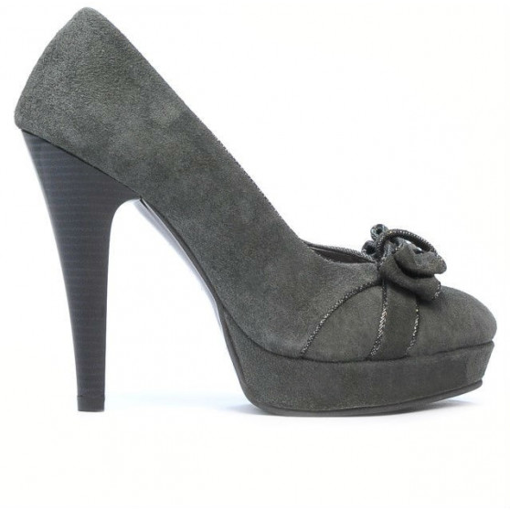 Pantofi eleganti dama 1095-1 gri antilopa combinat