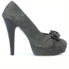Women stylish, elegant shoes 1095-1 gray antilopa combined