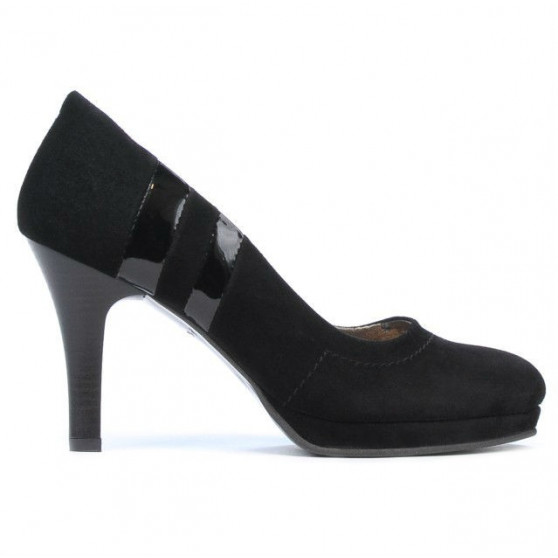Pantofi eleganti dama 1086 negru antilopa+lac negru