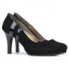 Pantofi eleganti dama 1086 negru antilopa+lac negru