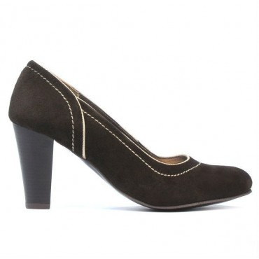 Women stylish, elegant shoes 1205 brown antilopa