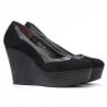 Pantofi casual dama 630 negru velur combinat