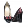 Women stylish, elegant shoes 1262 patent bordo+black