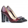 Women stylish, elegant shoes 1262 patent bordo+black
