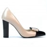 Women stylish, elegant shoes 1262 patent beige+black